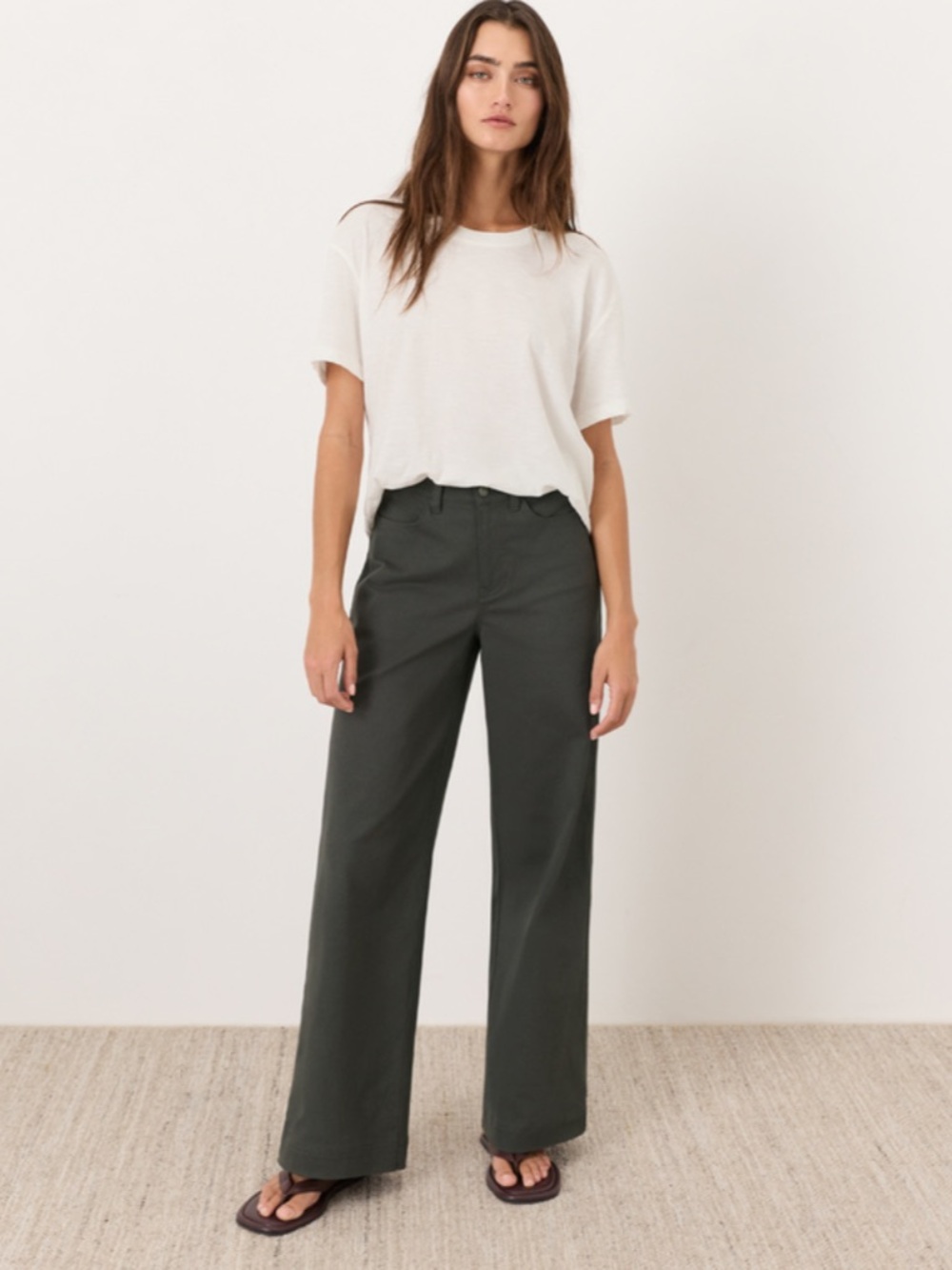 NWOT Pact Organic Cotton Stretch Twill Wide Leg Pant Grey Womens